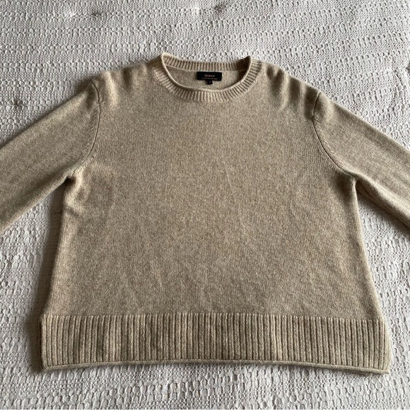Quince Mongolian Cashmere Boxy Crewneck Sweater Oatmeal S Oversized Roll neck - Picture 5 of 15